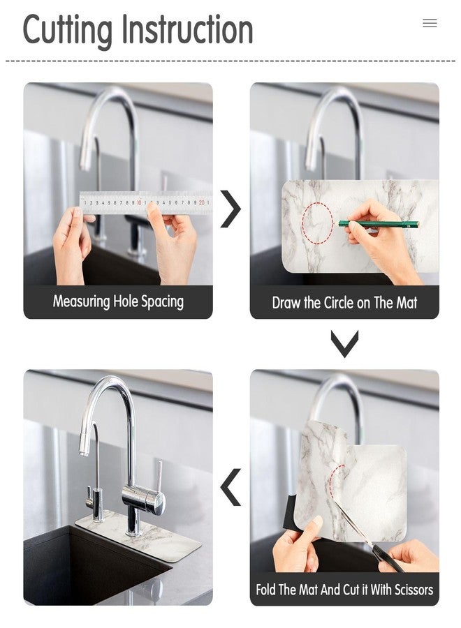 Eyanle Kitchen Sink Splash Guard 2 PCS 30 Inch Sink Faucet Mat Splash Guard for Bathroom Countertop Water Absorbent Foldable Cuttable Soft Washable Marble White - Image 5